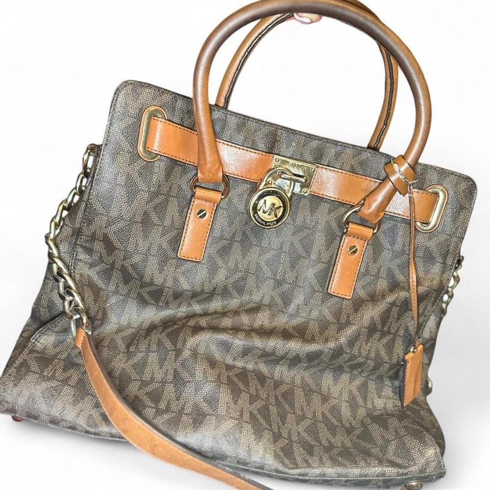 Michael Kors Brown and Tan Logo Tote